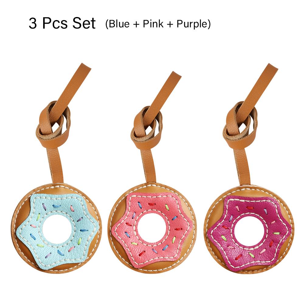 CRAZYSMITH Handmade Donut Bag Pendant Genuine Leather Bag Keychain For Handbags Interesting Stylish Leather Bag Accessories