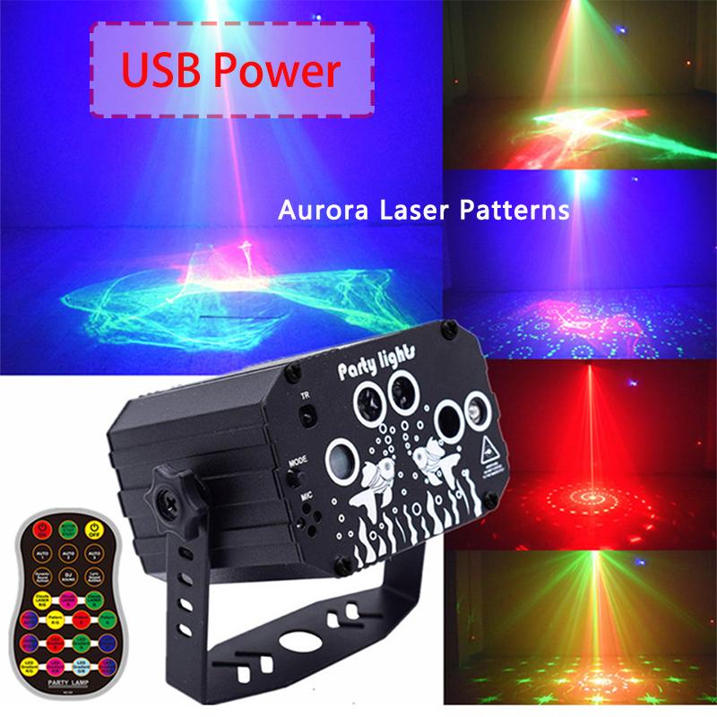 Дискотека RGB Лазерный сценический луч Звуковая активация DJ Вечерние огни со стробоскопическим эффектом вспышки