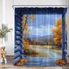 Autumn Landscape Shower Curtain Maple Forest Waterfall Landscape Tree Bathroom Decoration Polyester Bathtub Curtain