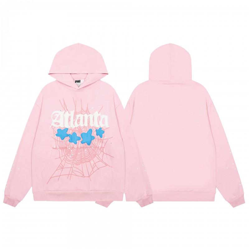 Sp5der Letter Print Hooded Sweatshirt Unisex Oversized Cotton Pullover Fall Casual Wear