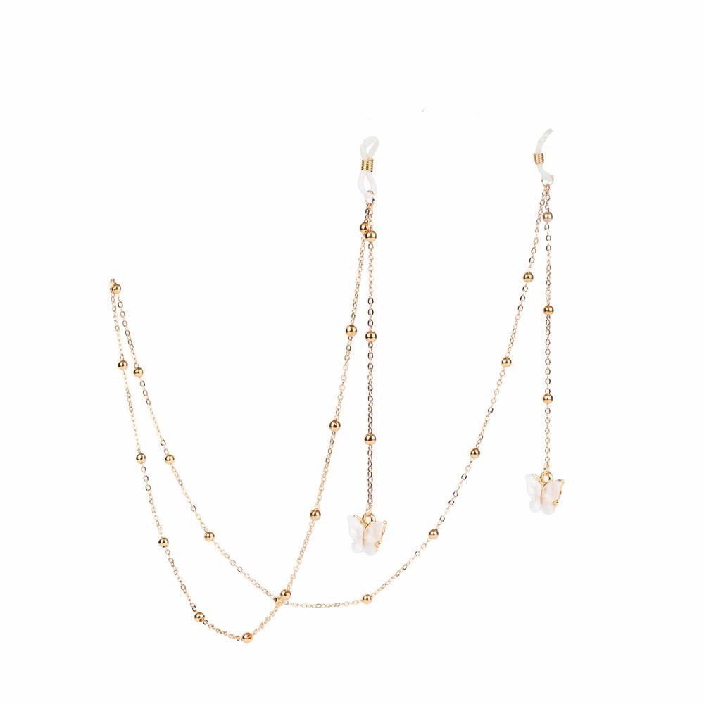 Simple Anti-lost Bead Zinc Zinc Alloy Eyewear Butterfly Mask Hanging Rope Neck Strap Metal Glasses Chains