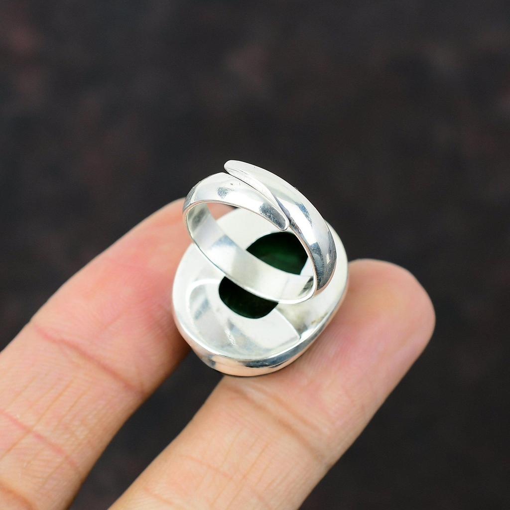 Green Fire Labradorite Ring Genuine Gemstone Ring Handmade Jewelry 925 Sterling Silver Ring Adjustable Ring Brand New Ring Gift For Mother