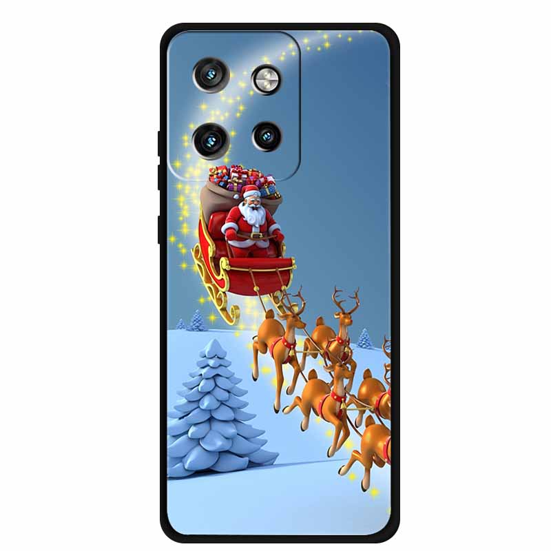 Christmas Cover For Motorola Moto G75 5G Black Silicone Cases TPU Santa Claus Christmas Tree Cover Deer For Moto G75 5G TPU case