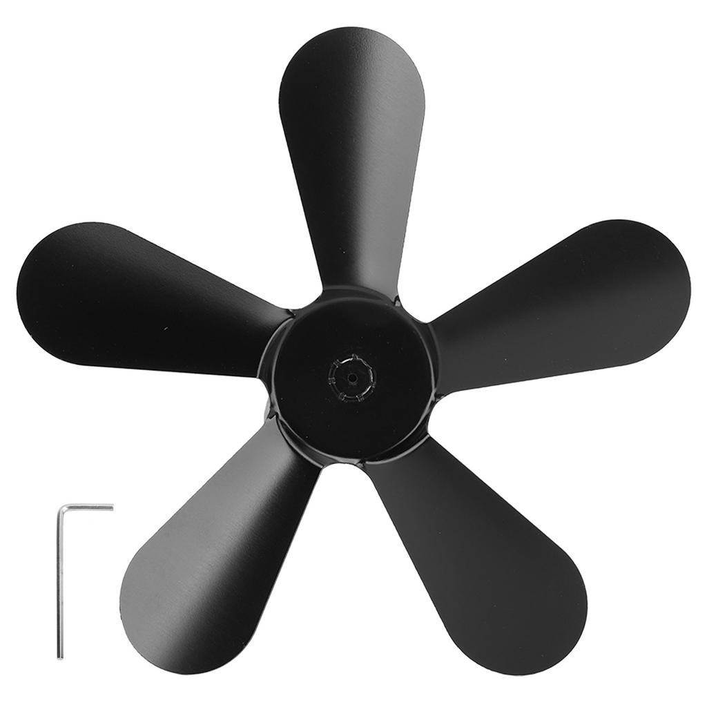 5 лопастей вентилятора для печи, лопасть из алюминиевого сплава, работающая от тепла, запасная лопасть для вентилятора камина, черная