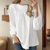Women's Fashion Casual Spring Autumn Solid Color Print Long Sleeve O-Neck Blouses & Shirts