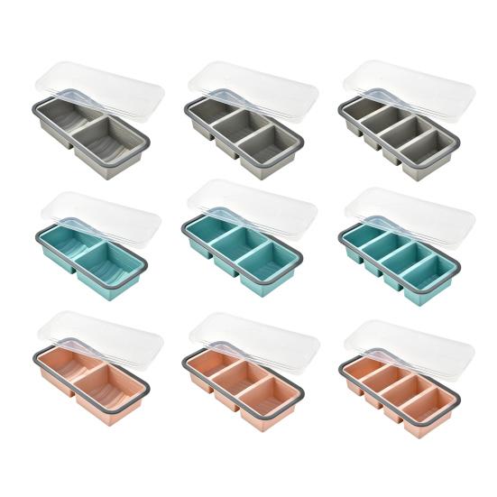 Силиконовые контейнеры для закусок с герметичной крышкой, 2/3/4 отделения, контейнер для приправ, устойчивый к высоким/низким температурам, разделенный контейнер для еды для школы, путешествий