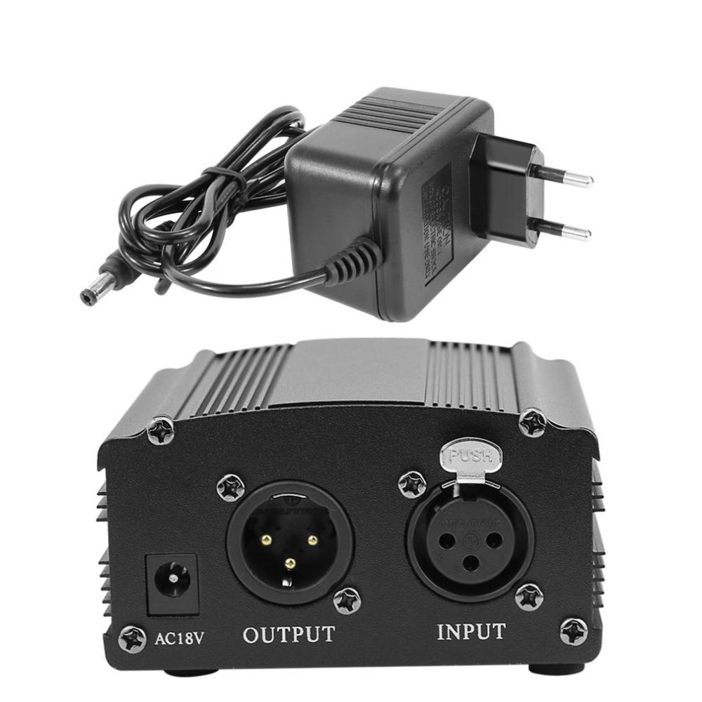 48V Phantom Power Supply with Adapter Bonus+XLR 3 Pin Microphone Cable for Any Condenser Microphone Music Recording Equipment