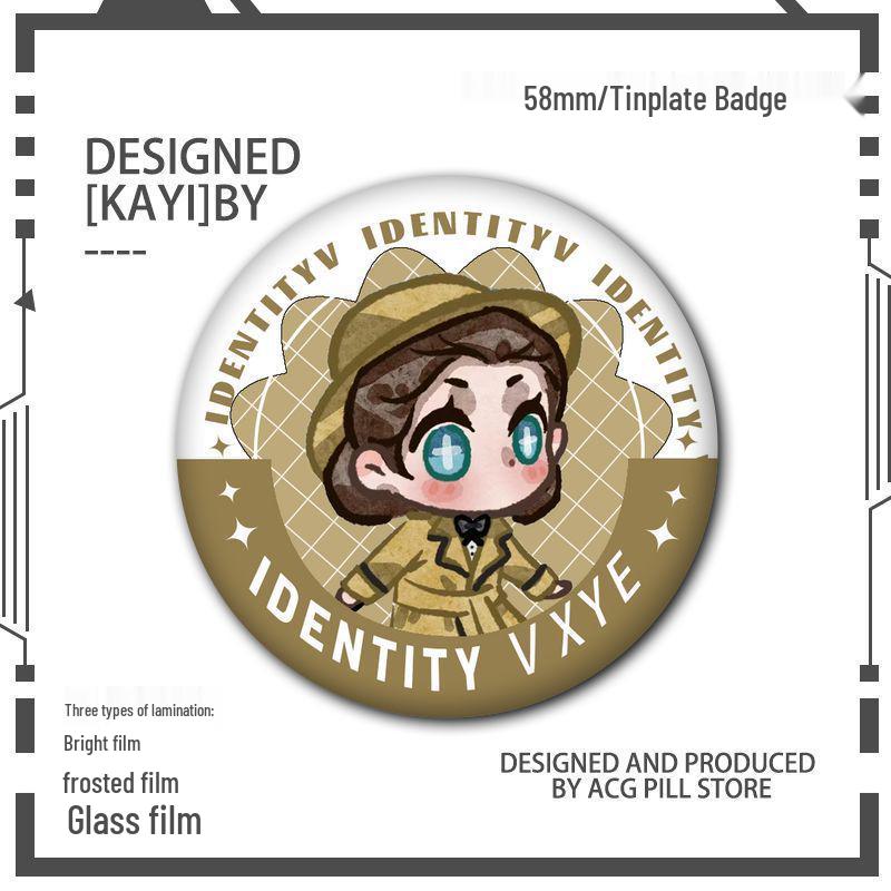 Identity V Q Version Fanmade Badges: Antique Dealer, Fisherman, Emblems, Embalmer, Prisoner, Perfumer, Laser Grains.