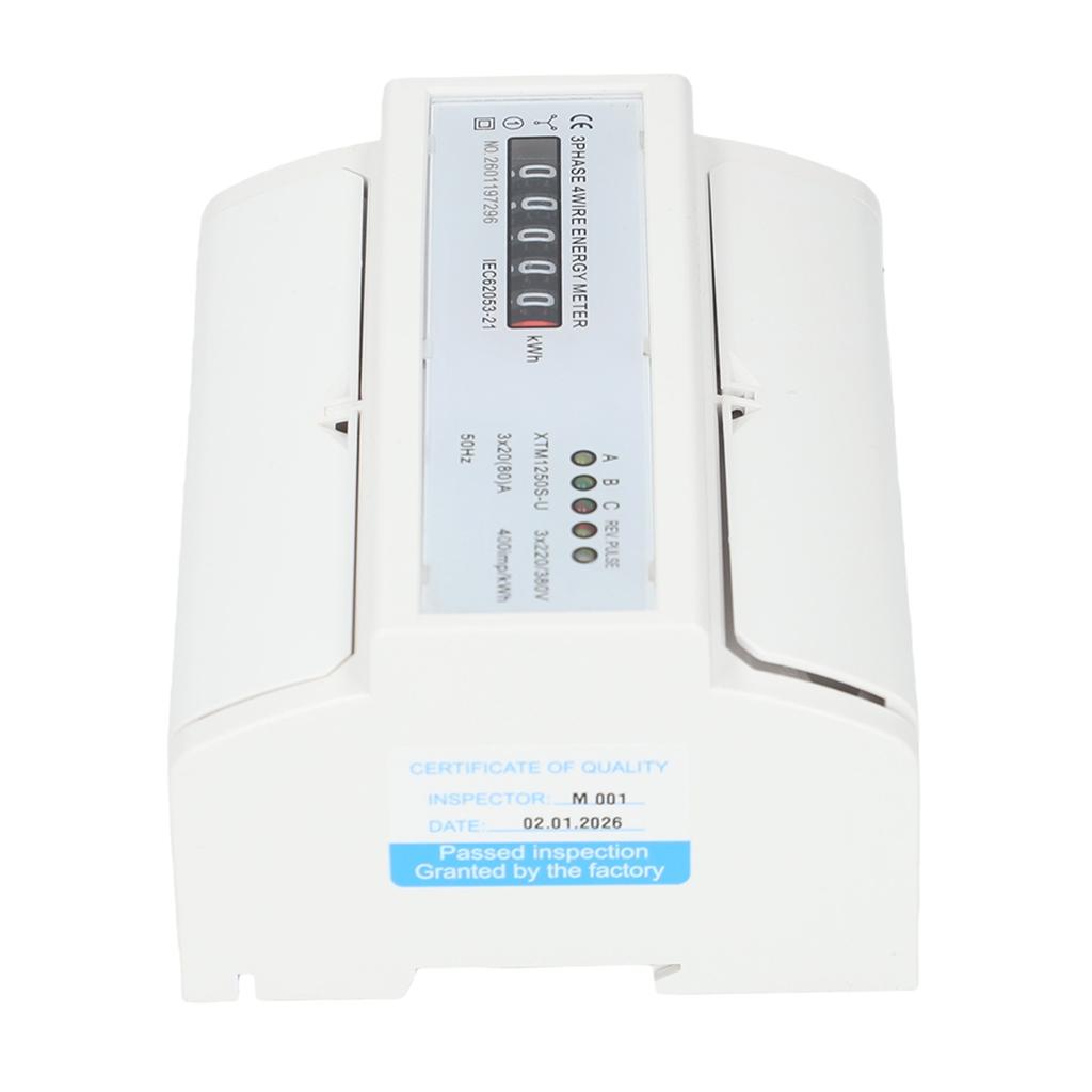 3 Phase Electric Meter DIN Rail Energy Meter 3 Phase KWh Meter 20(80)A 4 Wire Three phase LCD Rail Meter with Anti Interference High  for Indoor Fixe