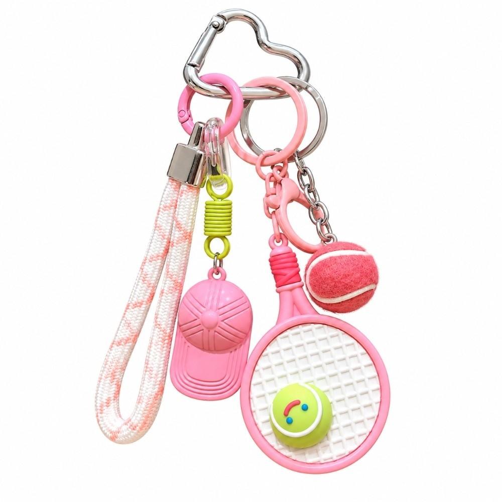 PVC Tennis Racket Keychain Baseball Cap Backpack Pendant Fashion Sports Accessory Gift Women Man