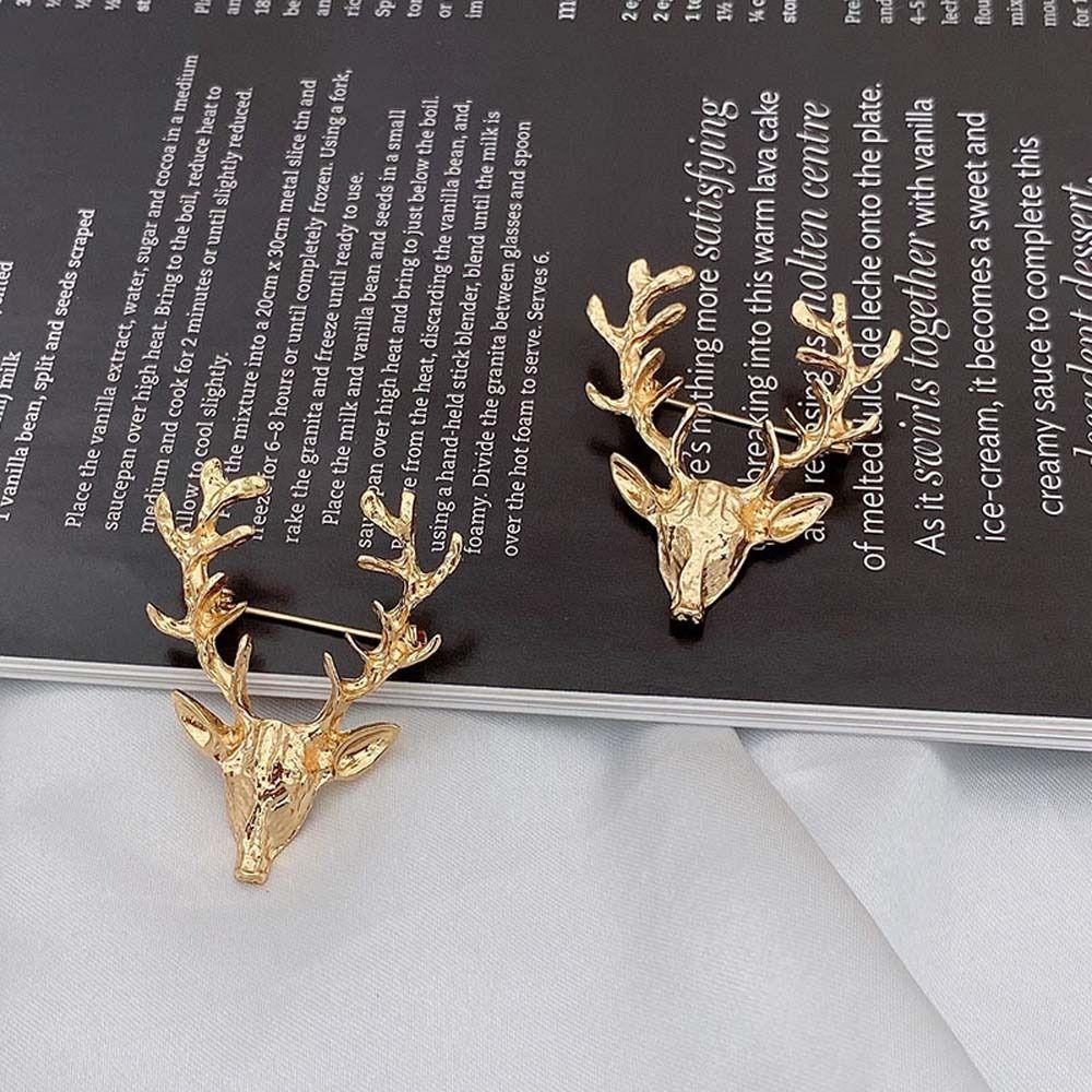 Уникальная брошь в виде головы лося, значок на лацкан, заколки для одежды, рождественский значок, значок, сплав, олень, металлическая брошь, подарок