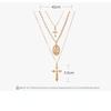 Многослойное ожерелье Популярное 3-слойное ожерелье с крестом Статуя Иисуса Кулон Металлическое ожерелье Комплект для девочек Модные аксессуары Свитер-цепочка