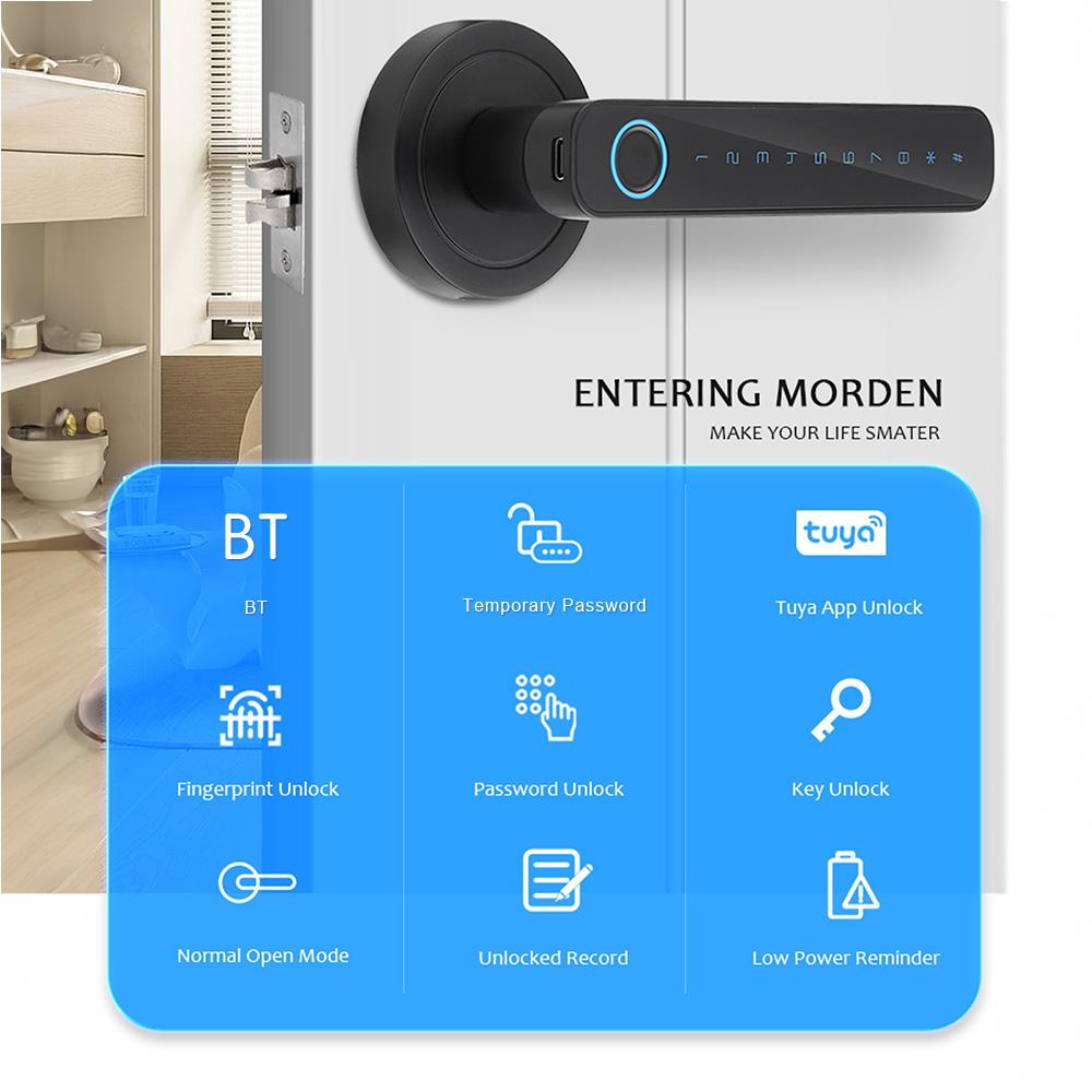 Умный дверной замок с отпечатком пальца, биометрический дверной замок без ключа с набором ручек, ключ поддержки и
