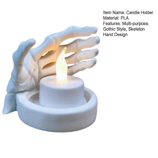 Подсвечник в виде руки-череп, напечатанный на 3D-принтере, подсвечник в виде скелета, готический настольный подсвечник в виде черепа для вечеринки на Хэллоуин, домашний декор интерьера