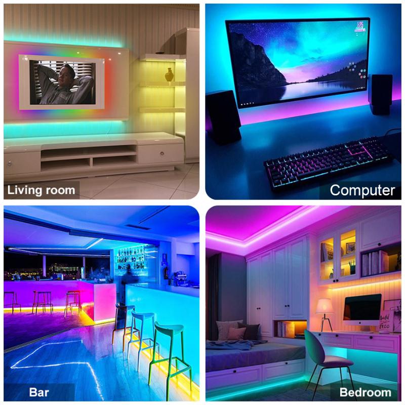 APP 5050 RGB Bluetooth Led Bar Light 1M-30M DC 5V USB Led Bar TV Подсветка Украшение комнаты Светодиодная лента Диод Гибкая неоновая лампа для спальни