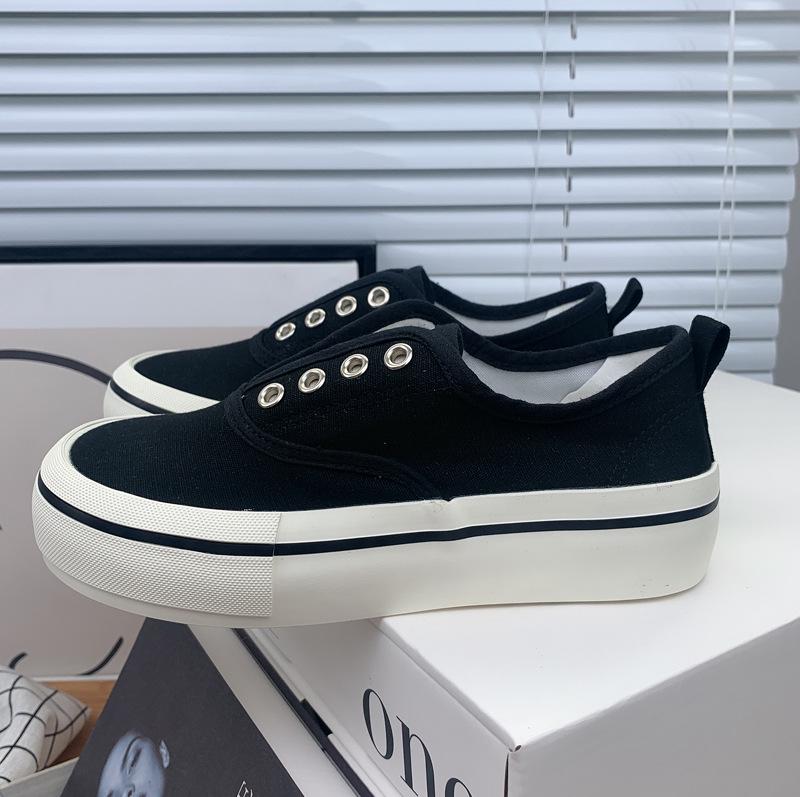 Женские парусиновые туфли в гонконгском стиле 2025 года: Mango, Candy Colors, тонкие, толстые, ленивые, летние белые кроссовки