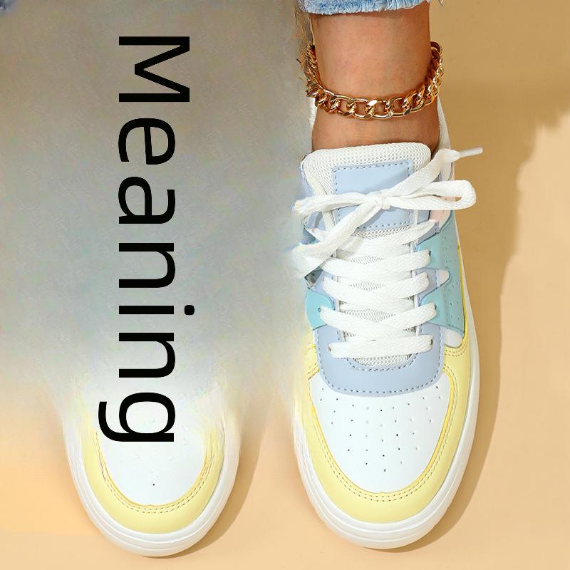 Модные кроссовки на толстой подошве в корейском стиле — удобная спортивная обувь на шнуровке для женщин