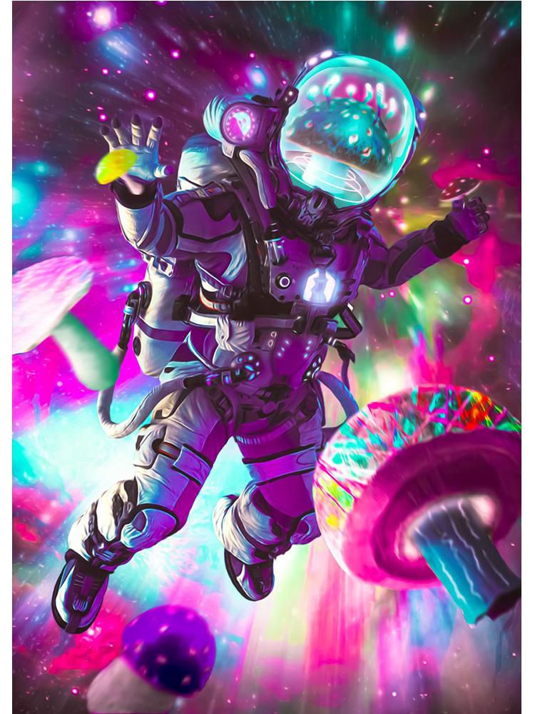 Colorful Space Astronaut Skating Play Guitar Canvas Painting Poster Print Abstract Wall Art For Living Room Home Decor Cuadros