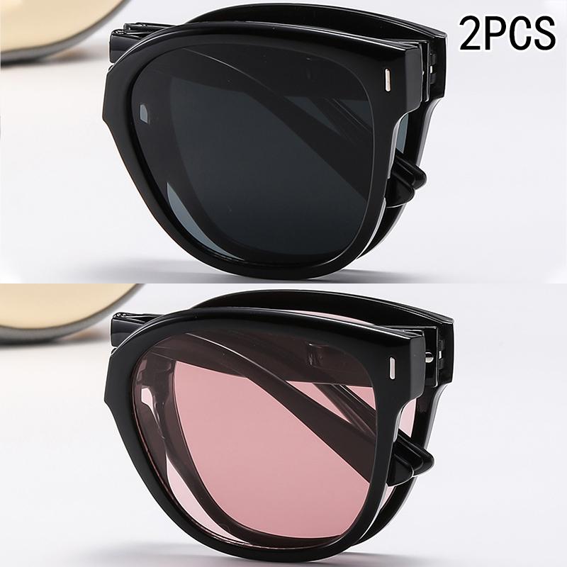 1PCS Folding Sunglasses For Women Ultra Light High End Fashionable Sunshade Fresh Trendy Eyewear 9675