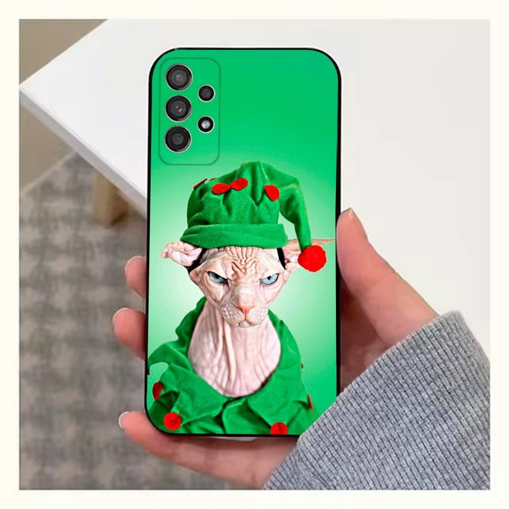 Чехол для телефона с изображением кошки породы сфинкс для Samsung S22, S21, S20, S10, S9, S25, S24, S23, Ultra, FE, Plus, Lite, Мягкий силикон, Черный