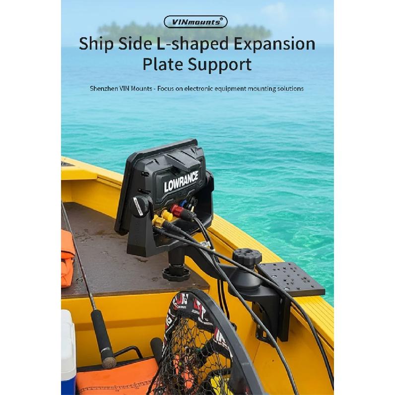 VIN 2026 New Fish Finder T-Shaped Aluminum Extension Plate,Rail/Screw Dual Mount Base, Marine Electronics Adapter for Kayak Boat