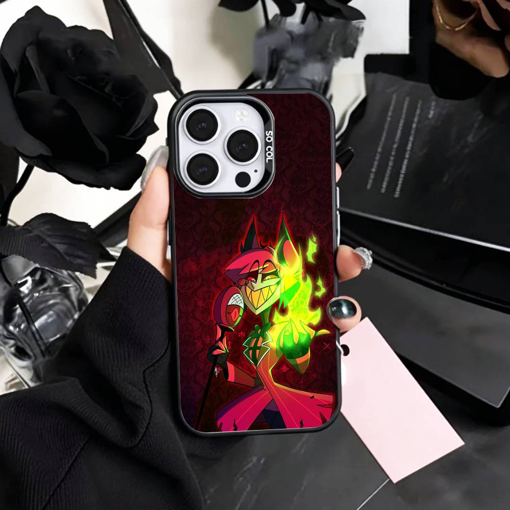 COOL H-HazbinS H-Hotels A-AlastorS Phone Case For iPhone17,16,15,14,13,12,11 Plus,Pro Max Colored Silver Plated Inside Cover