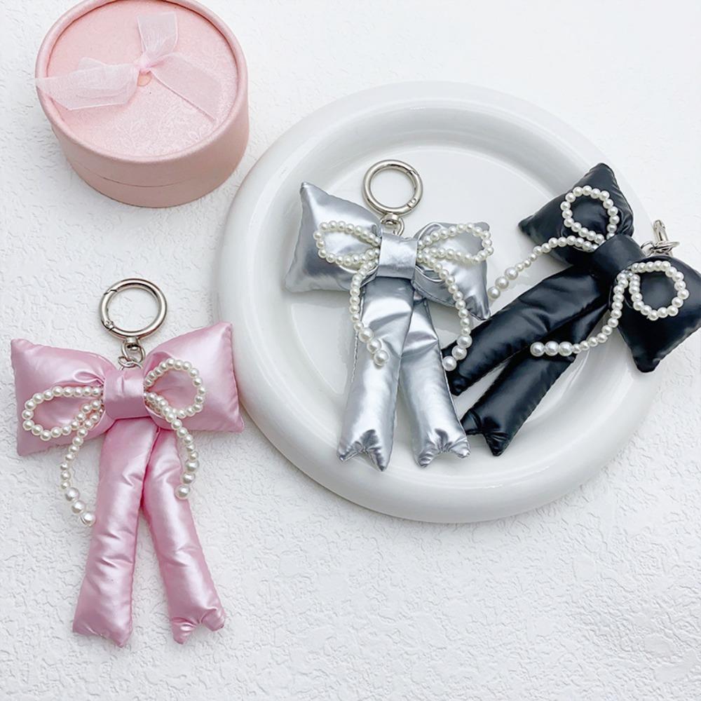 Glossy 3D Bowknot Keychain Rhinestone Y2k Hanging Backpack Accessories Girls