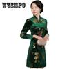 Китайское женское очаровательное мини-платье Вечернее платье Cheongsam Qipao с драконом и фениксом большого размера
