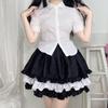 Anime-Inspired Lolita Maid Costume - Black & White Princess Skirt
