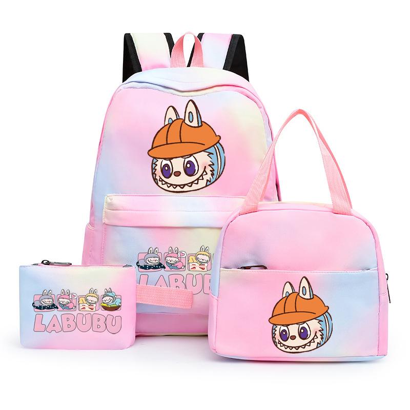 3Pcs/set Printed Backpack with Lunch Bag Pencil Case Boy Girl Knapsack Teenage Student Large Capacity Colorful Bookbag