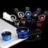 3 In 1 Mobile Phone Camera Lens 180° Fish Eye Lens+0.67X Wide Angle+ Macro Lens Clip On Phone Lens Universal HD Camera Lens Kit