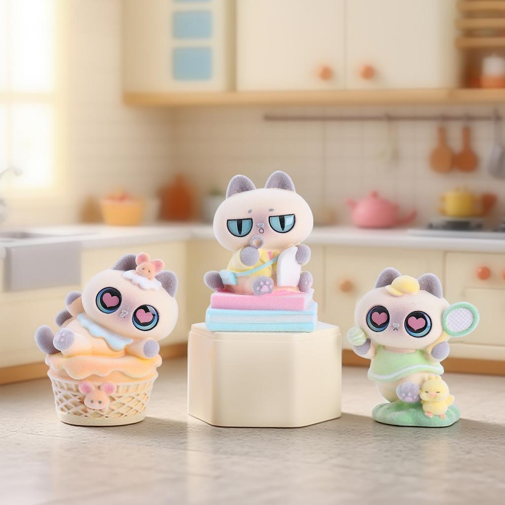 Розовый Маленький Сиамский Кот Фигурка Игрушка из Секретной Коробки Настольное Украшение Mystery Guess Bags Игрушки Фигурки Животных Подарок на День Рождения Рождество