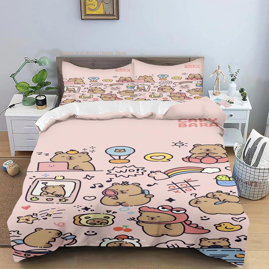 Capybaras Duvet Cover Anime Bedding Pillowcase Printed General Boys And Adult Collection Queen Size Reactive Printing Quilt