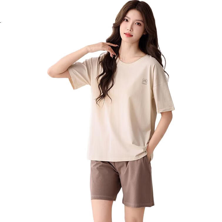JOAE [Super Cool Series] High-End Women's Pajamas, Combed Pure Cotton Loungewear, Women's Short-Sleeve Pullover Sleepwear