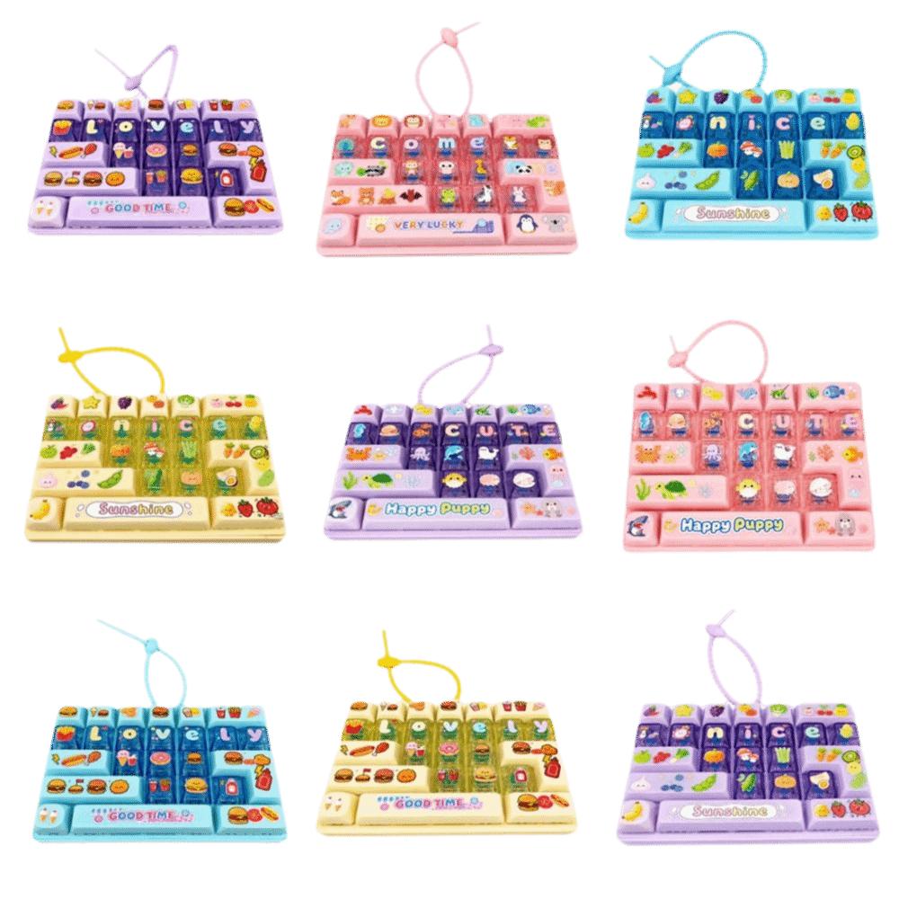 Transparent Dual-Tone Mini Keyboard Pendant Cute Design Keyboard Keychain Desktop Decoration