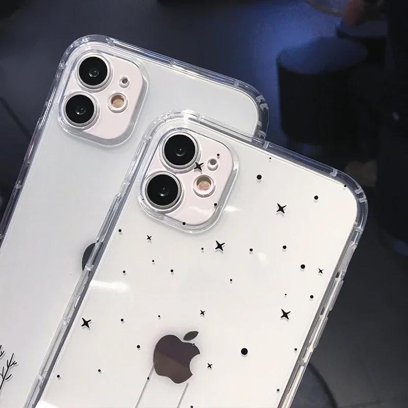 Забавный Мультяшный Чехол Астронавт для Телефона iPhone 16 15 14 13 12 11 Pro Max Mini X XS XR 7 8 Plus Ударопрочный Прозрачный Мягкий Чехол