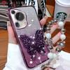 3D Butterfly Phone Holder  Bracelet Glitter Plating Case for Motorola Moto G22 G24 G30 G20 G10 G31 G32 G42 G50 G52 G53 G54 G84