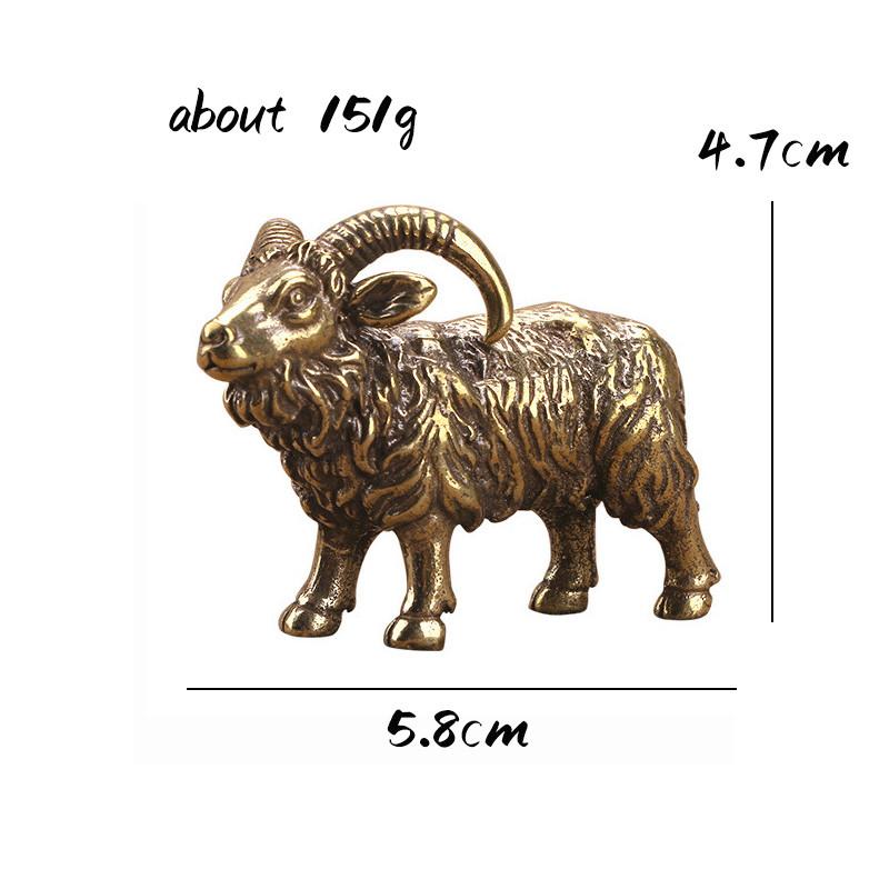 Твердый латунный козел, маленький орнамент, античная медь, зодиакальные животные, овцы, миниатюрные фигурки, украшение для дома, аксессуары, декор для рабочего стола