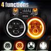 7in Black LED Headlight Projector Halo Ring High Low Beam Motorcycle Turn Signal