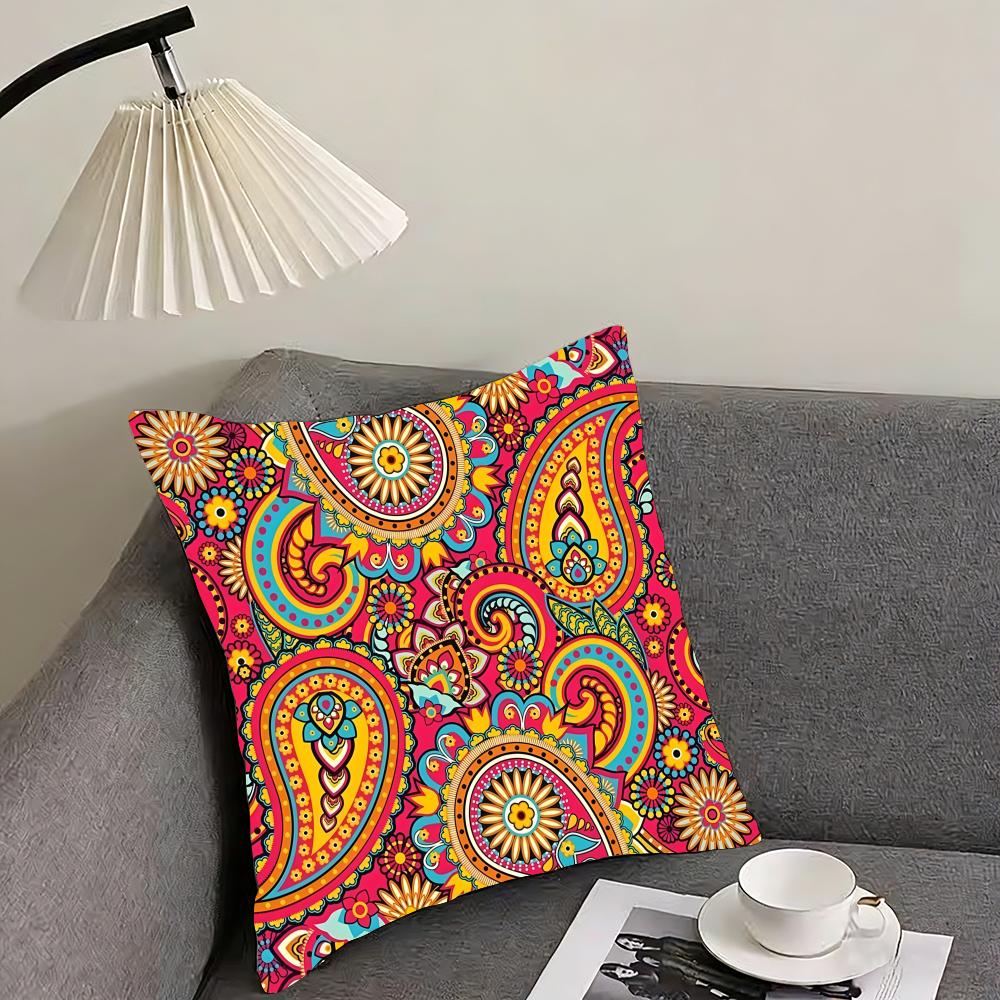 Painted Design PPaisleyS ART Cushion Cover Pillowcase Ultra Soft Skin Friendly Fabric Cloud Like Comfort Concealed Zipper