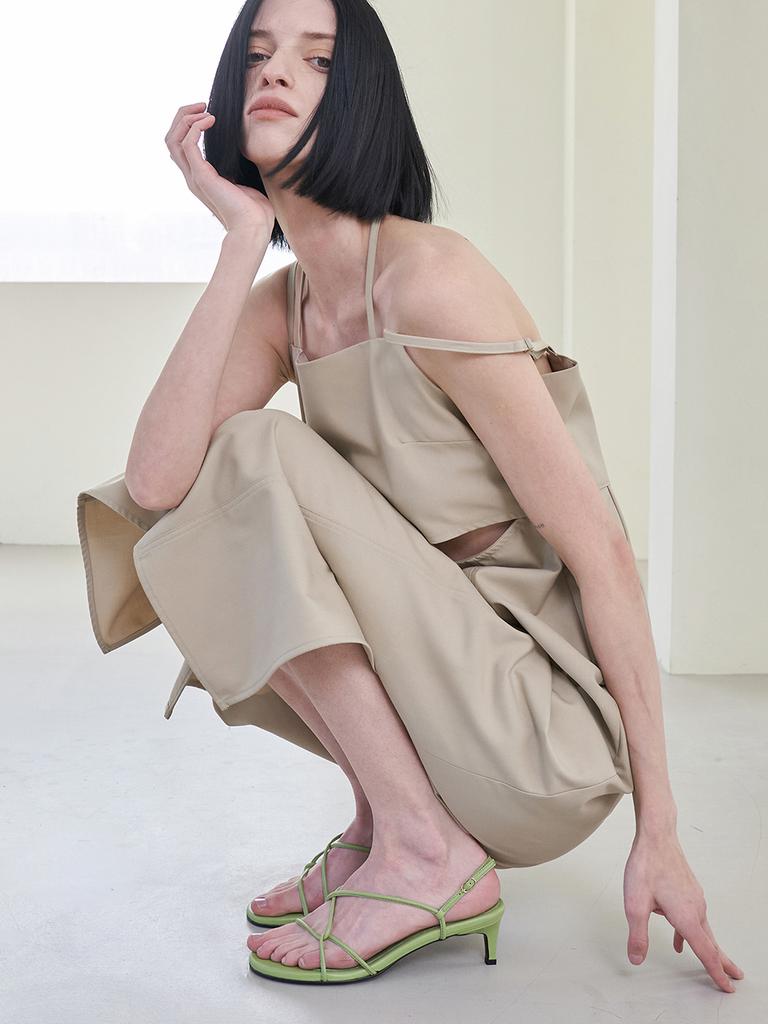 Blanc Sur Blanc Linen Sandals Lime