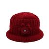 Plush Floral Knitted Bucket Hat Flower Warm Fisherman Hat Retro Woolen Hat  Autumn and Winter