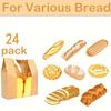 Большие пакеты из пекарской бумаги 24 шт. 14x8x3,5 дюйма крафт-пакеты для хлеба с прозрачным окошком и наклейкой 'Спасибо' для домашней закваски
