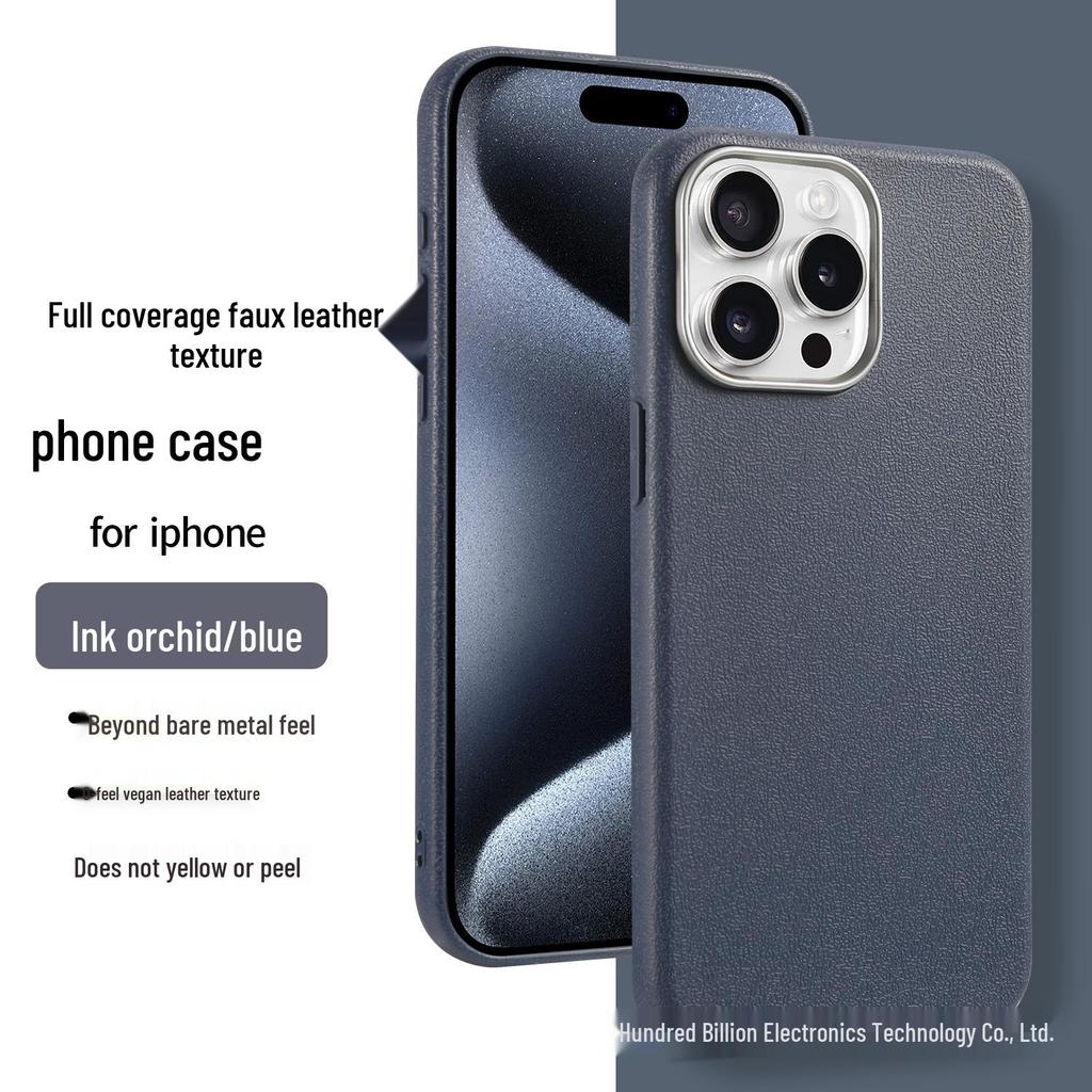 Чехол-подставка с текстурой кожи для iPhone 15 Pro Max с большим отверстием для Apple 16