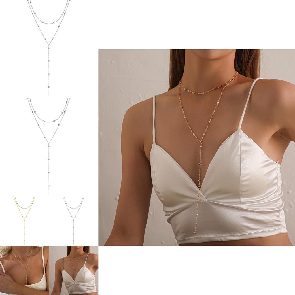 European Style Multilayer Gold Tone Necklace With Pendant For Women