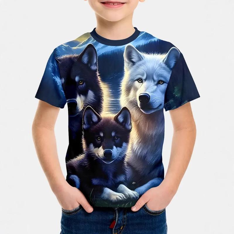 Детская футболка с 3D-принтом, летняя футболка с круглым вырезом и короткими рукавами для мальчиков в стиле аниме с 3D-принтом