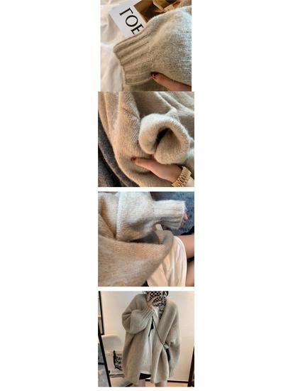 Autumn/Winter 2025 Women's Loose Knit Cardigan - Soft & Cozy Mid-Length Sweater