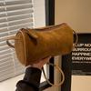Monochromatic Suede Cylindrical Mini Bags for Women a Shoulder Bag Versatile Simple Crossbody Bags Retro New