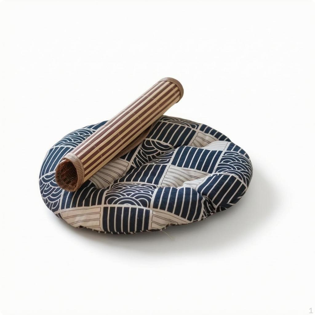 Woven Cat Bed with Cushion Round Wicker Basket Pillow Washable Pet for
