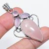 Natural Rose Quartz, Chalcedony 925 Sterling Silver Jewelry Pendant 2.36" G6V86